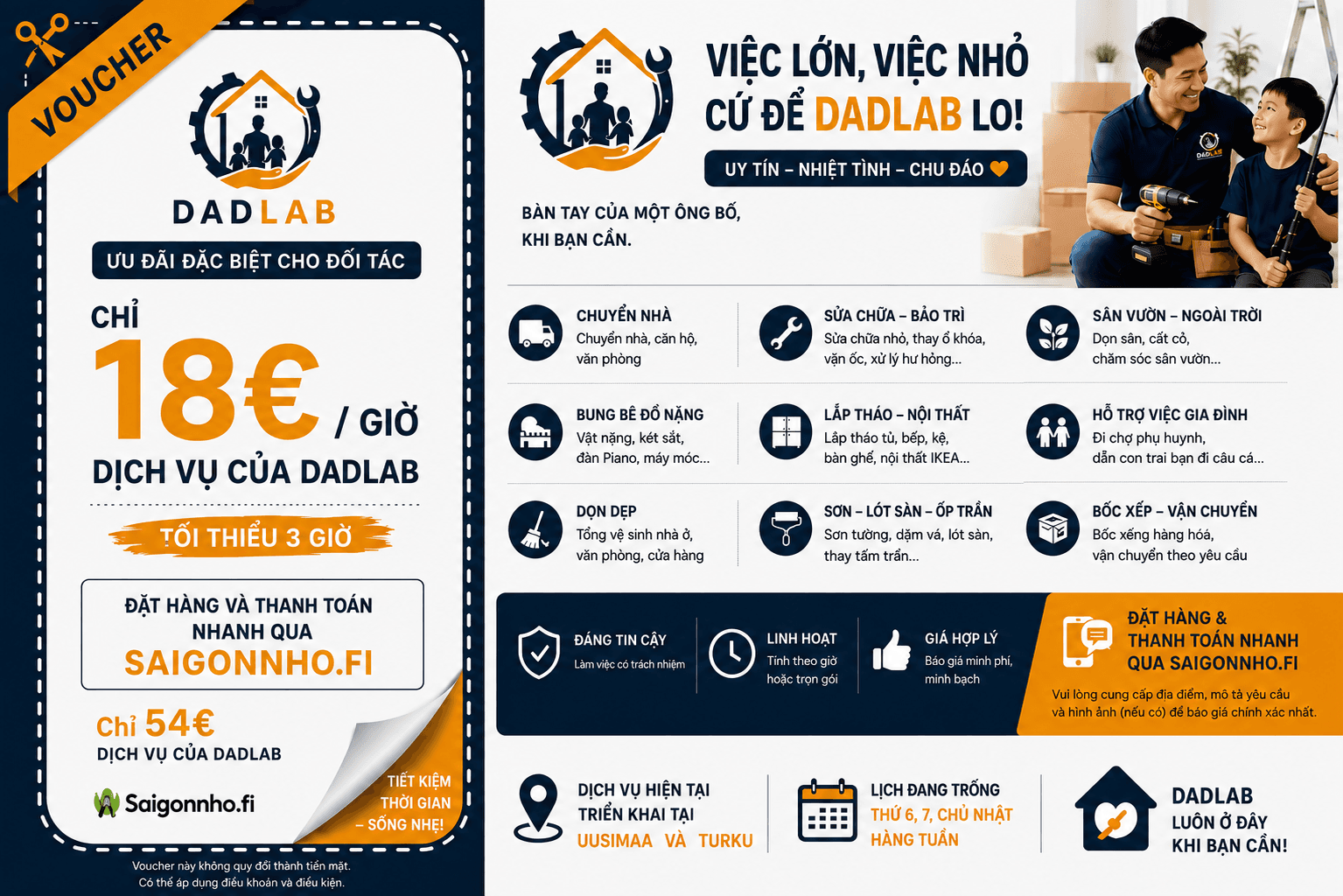 Voucher 3 giờ dịch vụ của DadLab - Free phí đi lại. — photo 1 of 1